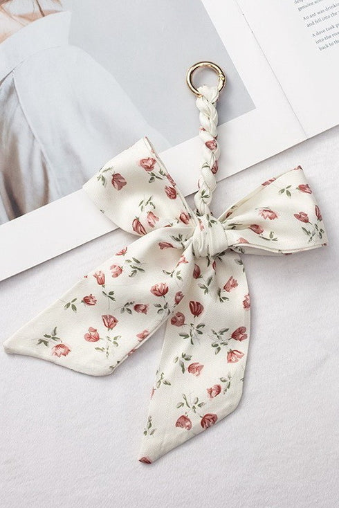 SILK BOW BAG CHARM OR KEYCHAIN